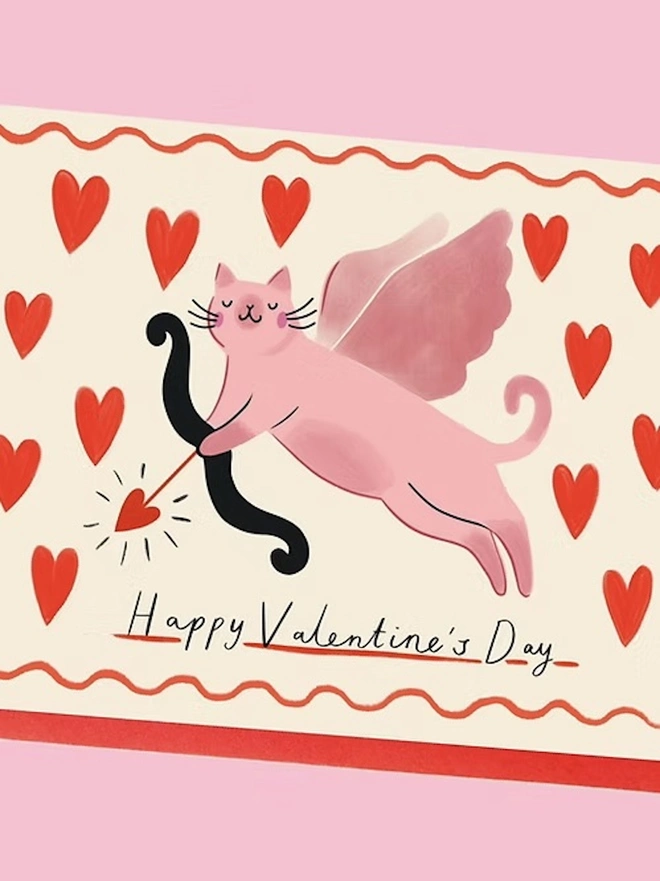 Cupid Kitty Valentine's Card