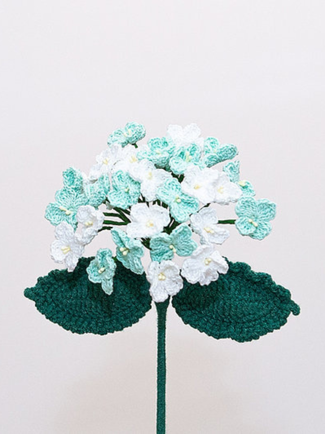 mint white crochet hydrangea 