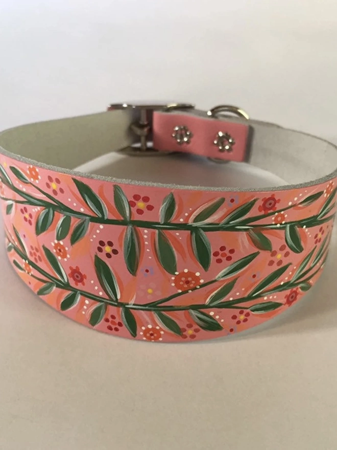 Small/Medium Leather Hand Painted Dog Collar