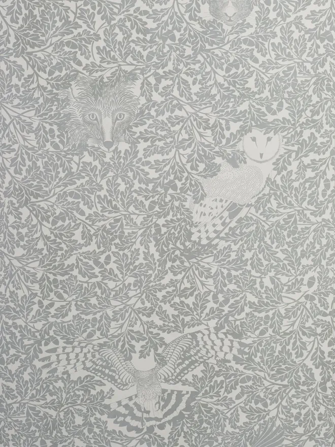 Forest Animals Hiding In English Oak Leaves Wallpaper