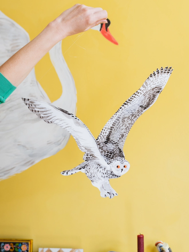 Snowy Owl Decorative Hanging Bird Art