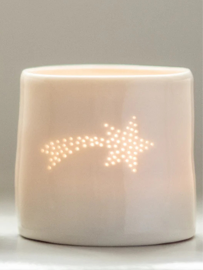 shooting star mini porcelain tealight holder