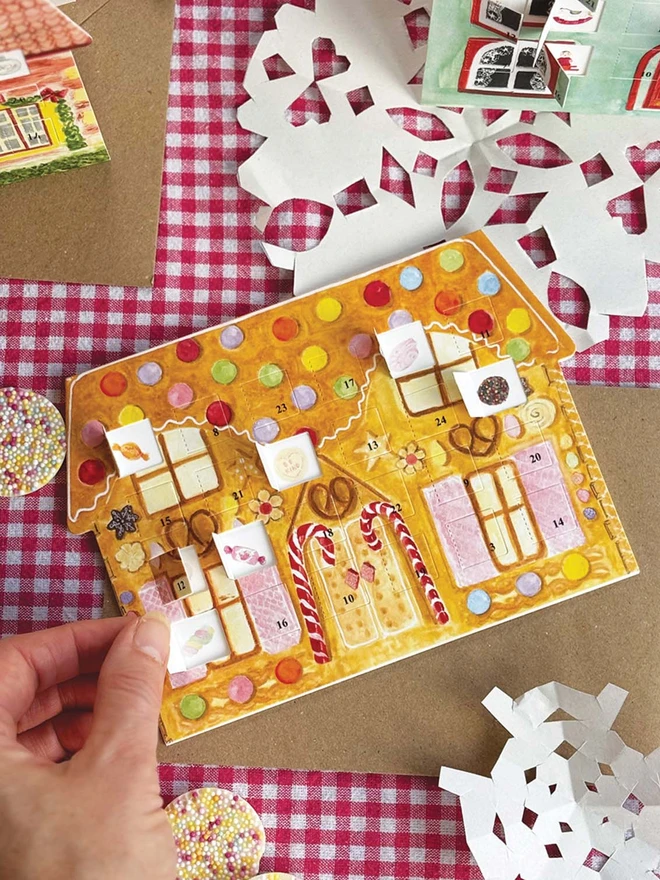 Gingerbread House Advent Calendar Christmas Card 