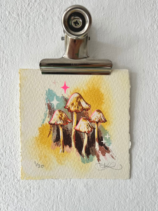 'The Daybreak Dancers' Miniature Screenprint & Watercolour