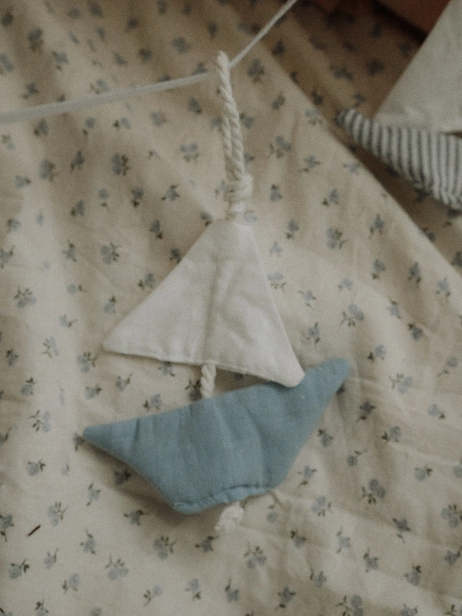 Sailboat Garland, Boat Bunting, Ocean Theme Wall Hanging, Sailing Ship Garland,