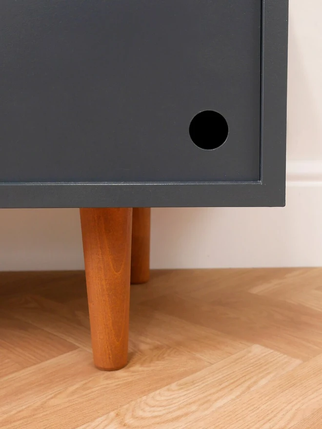 Mid Century Dark Navy Record Cabinet 