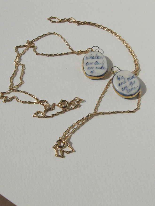 wuthering heights porcelain and gold necklace