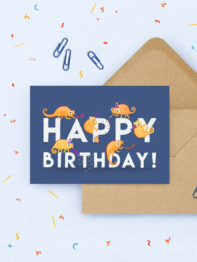 happy birthday chameleon card