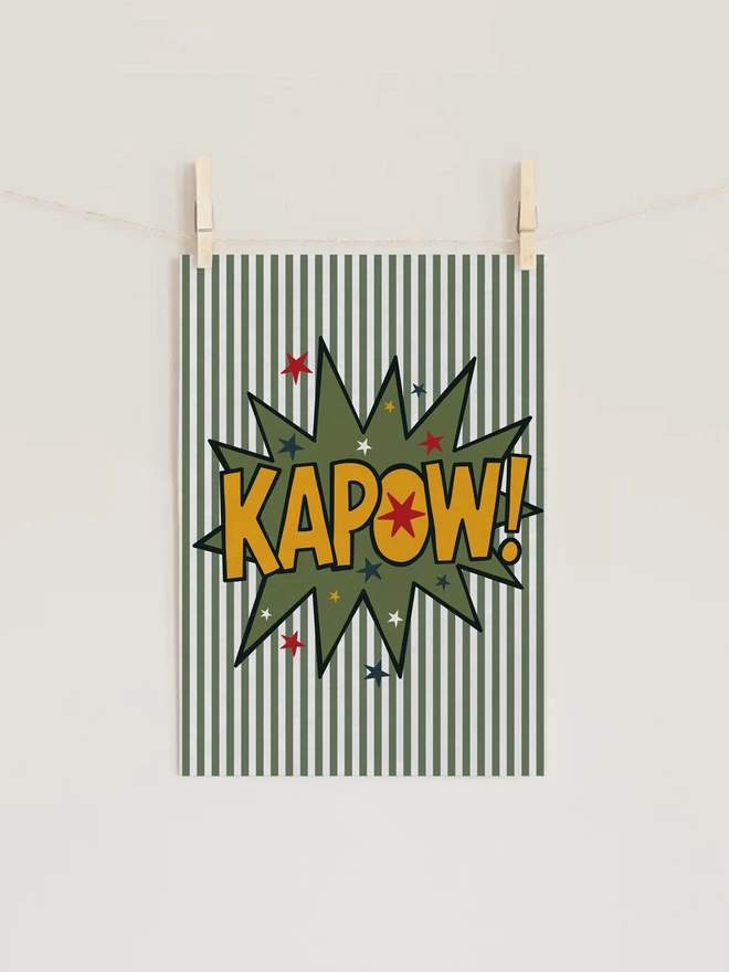 Ducks In A Row KAPOW! Retro Comic Kids Nursery Wall Art Print