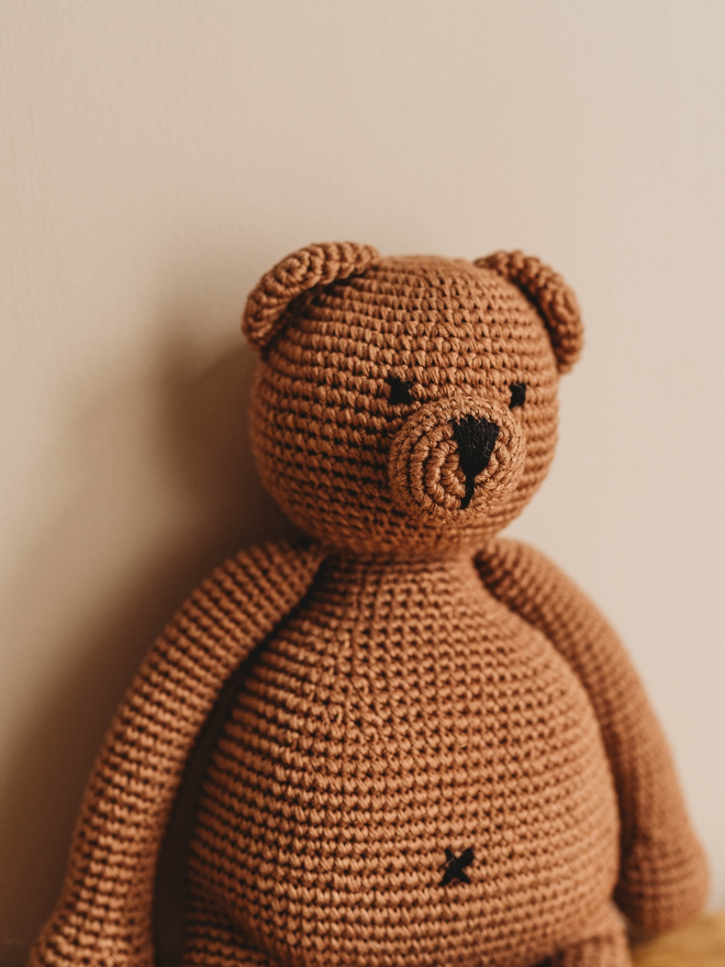 handmade brown crochet teddy bear 