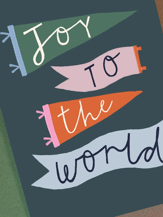 'Joy To The World' Christmas Card, close up. 