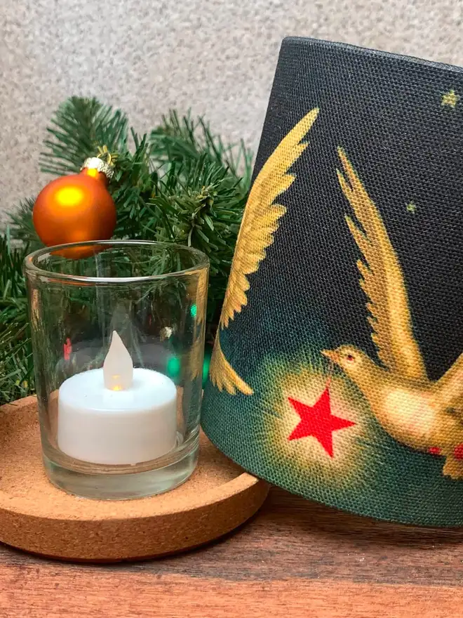 Festive dove tealight candle holder