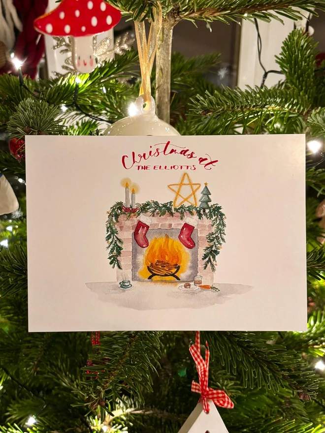 Christmas Tree Watercolour Christmas Greeting Card 