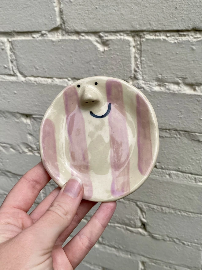 purple stripe trinket tray