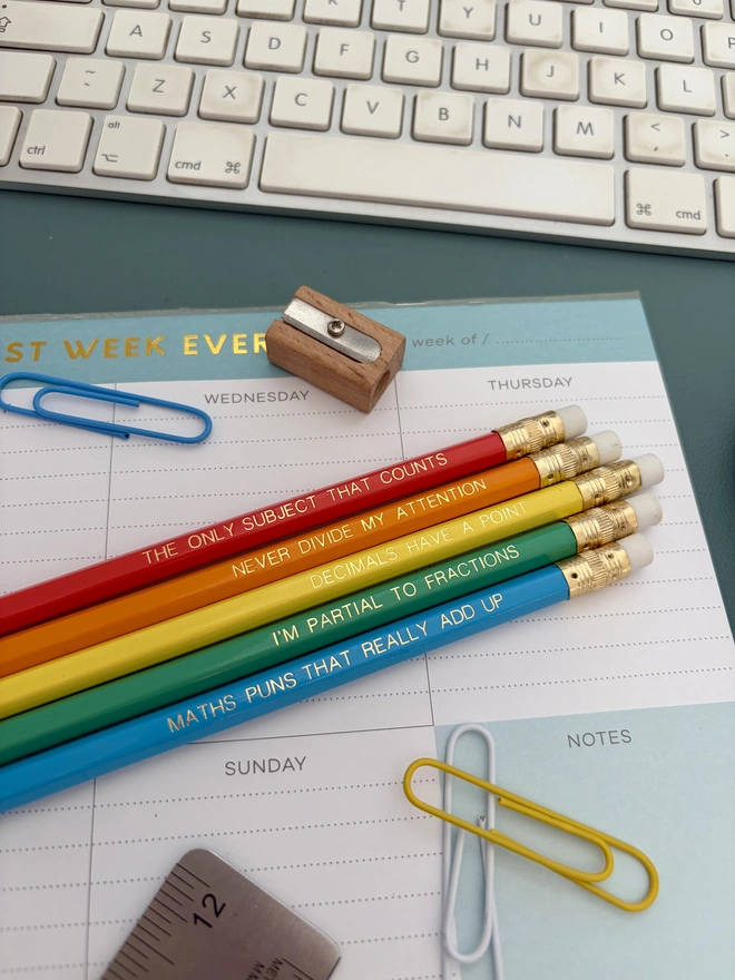 Maths Teacher Rainbow Pencil Set - 5 HB Pencils
