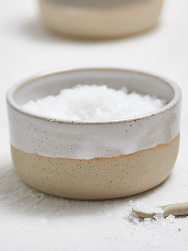 white dipping ceramic pot serving