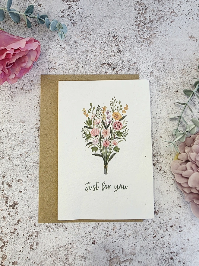 Gift card, plantable seed card, just for you card, Jenny Hopps Pottery, gift options
