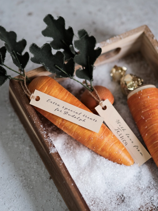 wooden carrot for rudolph christmas eve tradition