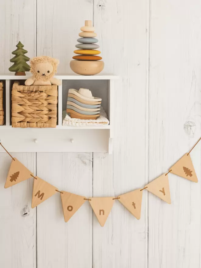 Wooden Name Bunting on Nursery Wall