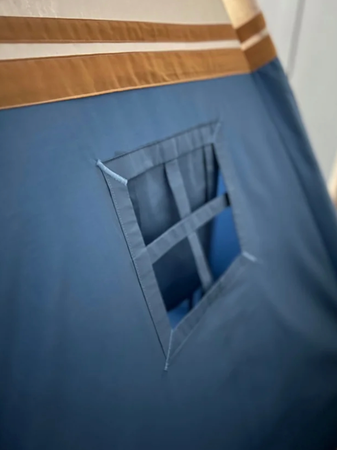 Personalised Cadet Blue Kids’ Teepee. A blue teepee with canvas accents.