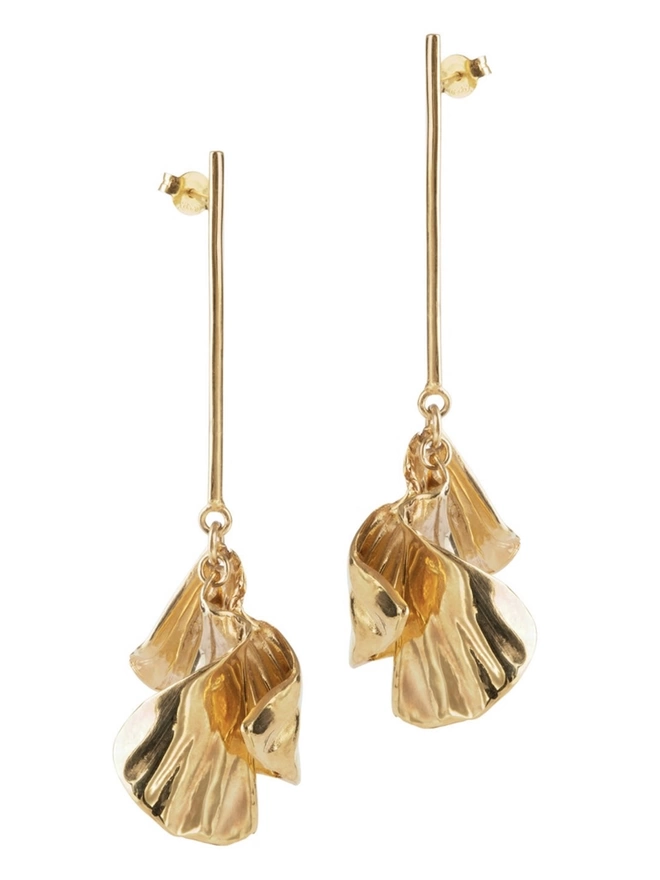 18 carat gold elegant statement drop earrings