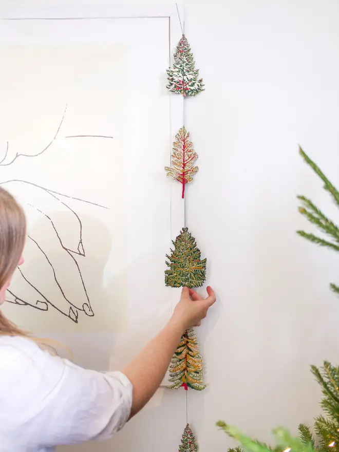 christmas pine tree hanging vertical garland decoration