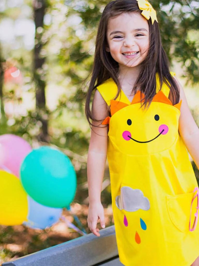 sunshine yellow girls pinafore dress