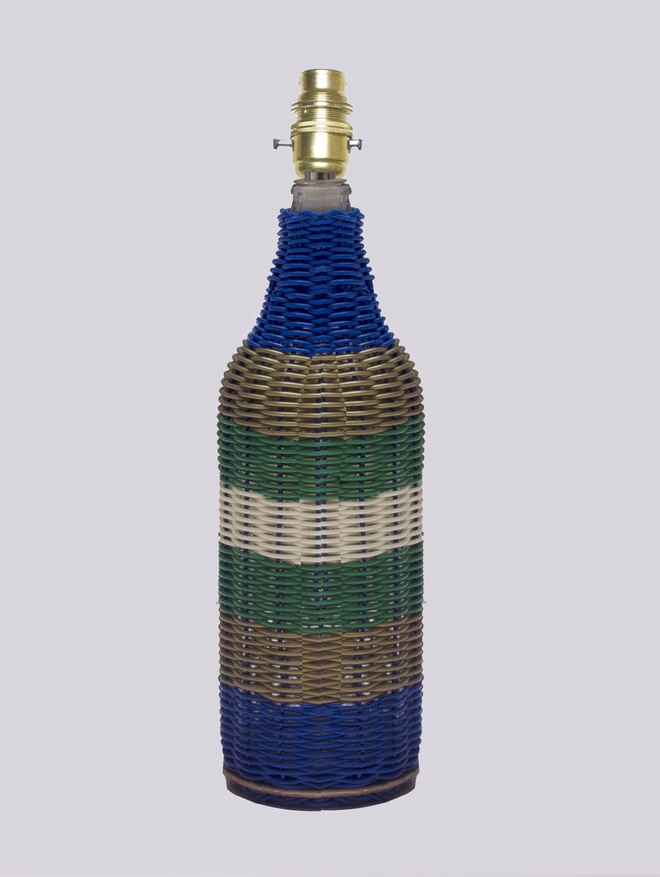 Woven tequila bottle lamp base