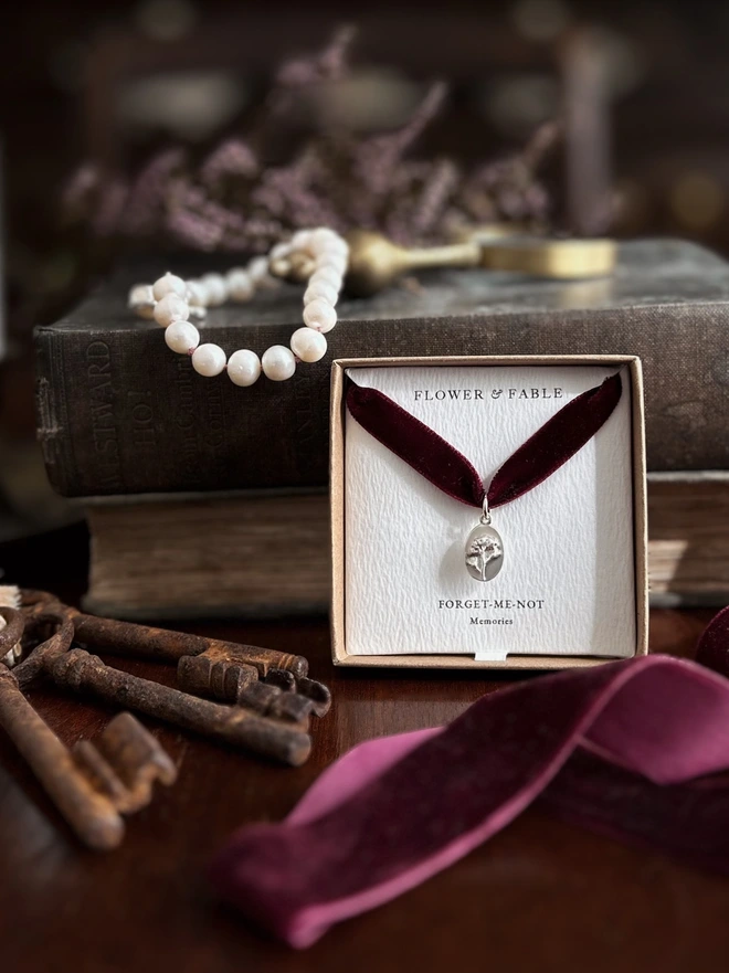 Forget Me Not Medal Charm ~ Sterling Silver