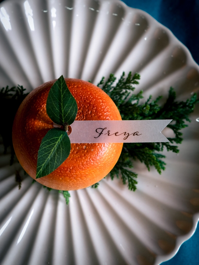 Personalised Christmas Clementine Table Place Setting