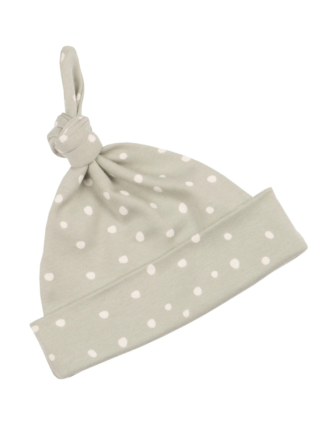 grey spot print baby hat