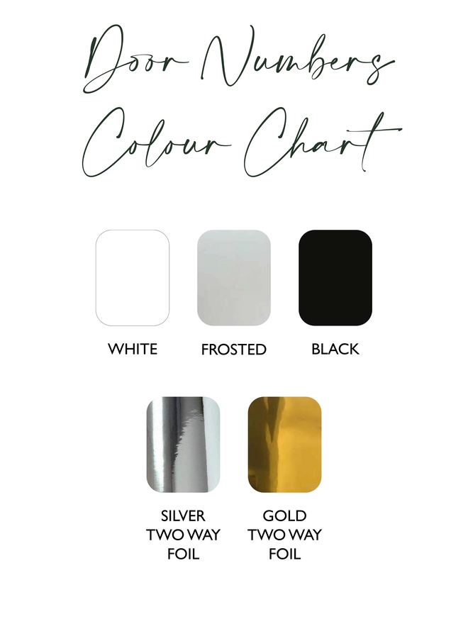 joanie and jeanie front door number colour chart