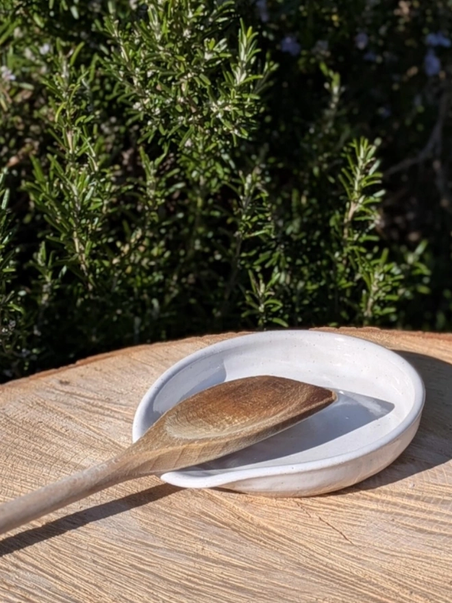 Rustic Spoon Rest. A spoon rest in Rustic White.