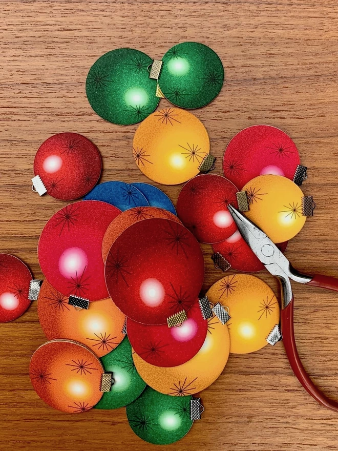 A set of retro style handmade baubles with stars