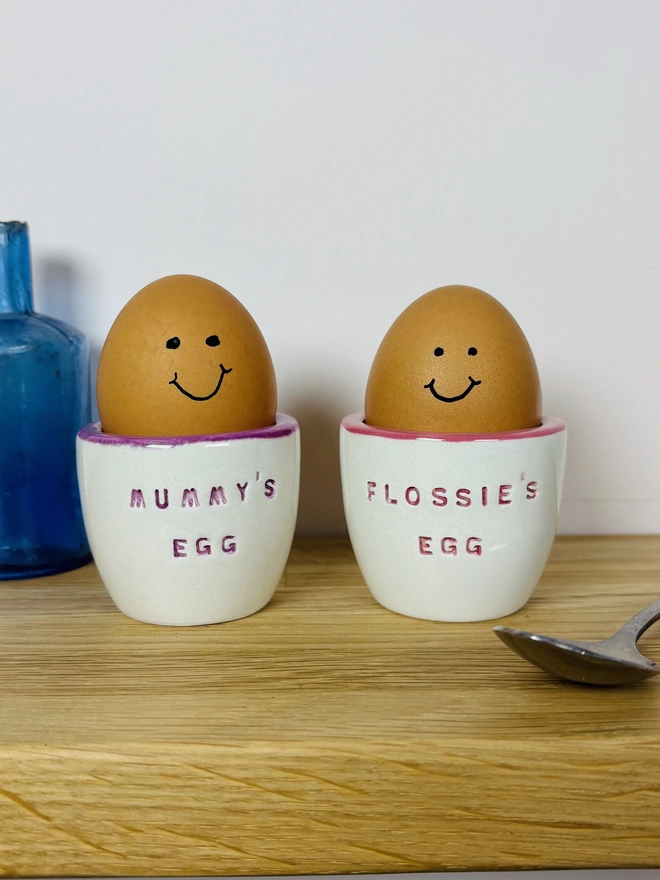 Pair of personalised egg cups