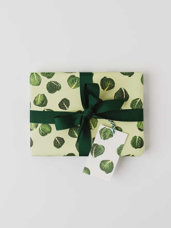 Brussel Sprout Wrapping Paper & Plantable Tag Set