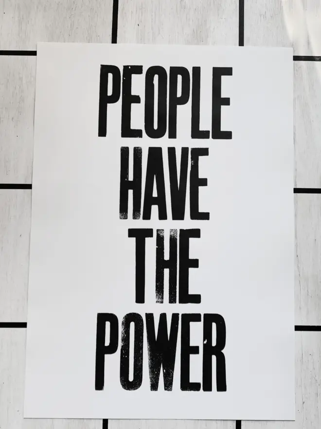 people have the power letterpress print