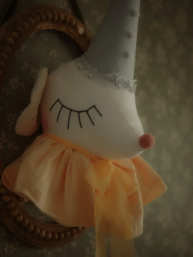 Circus Mouse Head Trophy, Mice Wall Mount, Nursery Plush Head