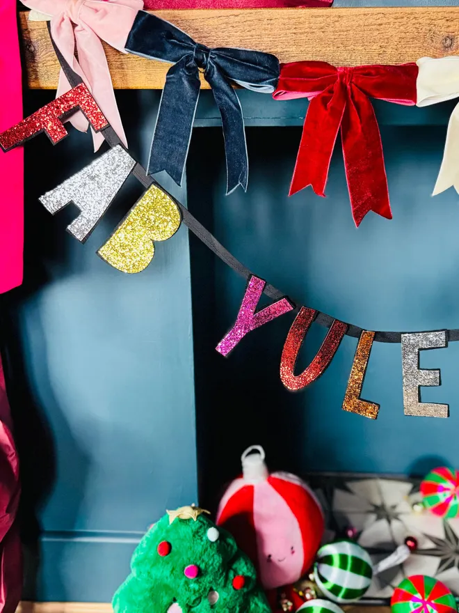 Glitter sign glitter bunting Christmas bunting merry Christmas Christmas garland glitter garland fire place garland