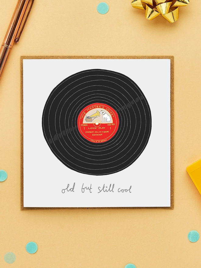 Funny Birthday Card Featuring a Record