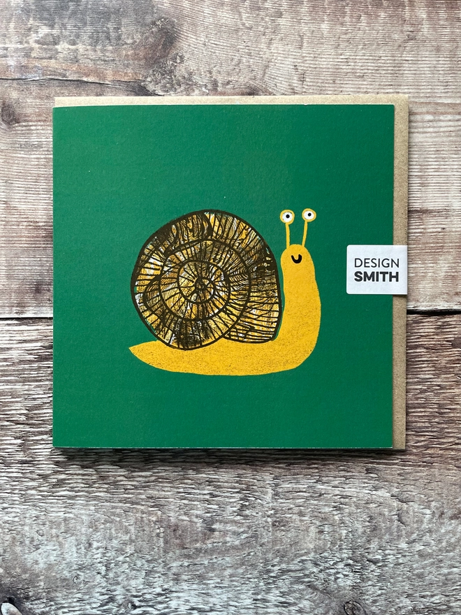 A smiling snail card