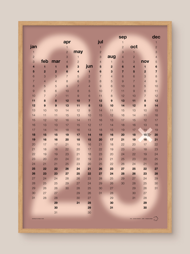 Framed Brown Minx Personalised Date Poster on clay wall