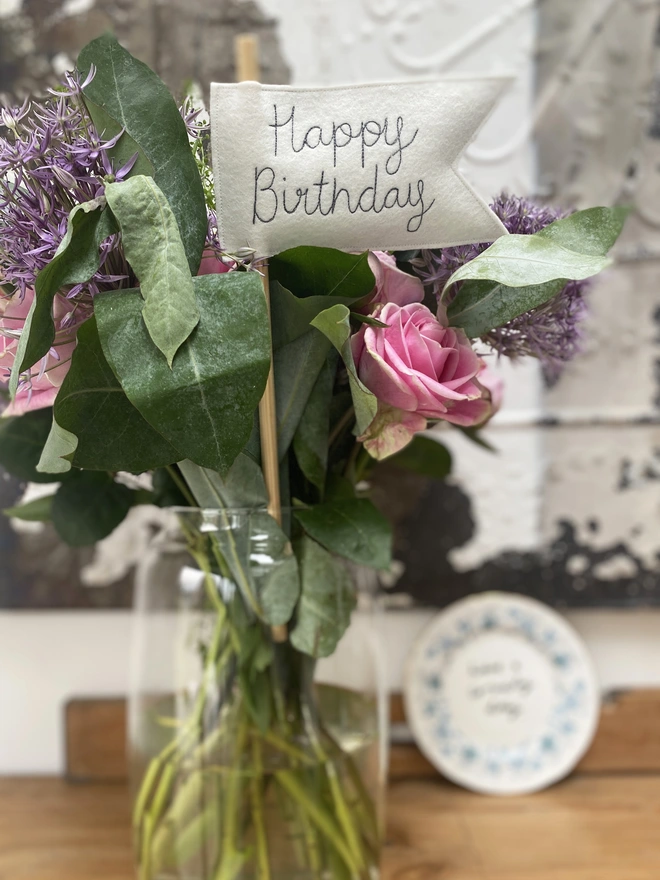 Happy Birthday Celebration Large Personalised Vase Flag