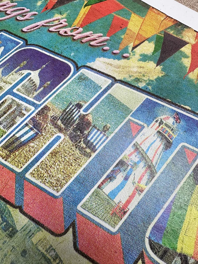 greetings from brighton postcard close up 