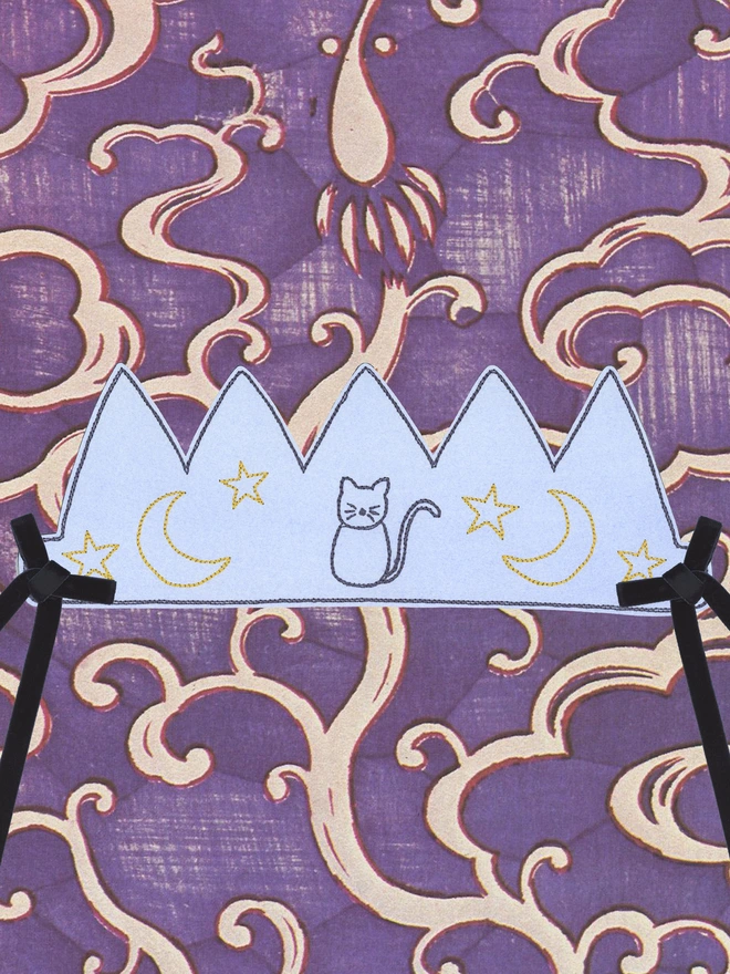 Halloween crown with stars moons and cats 