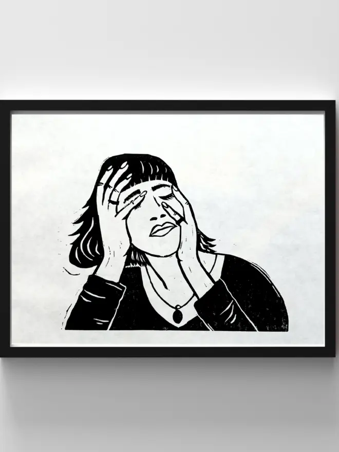 woman linocut print susan bradley