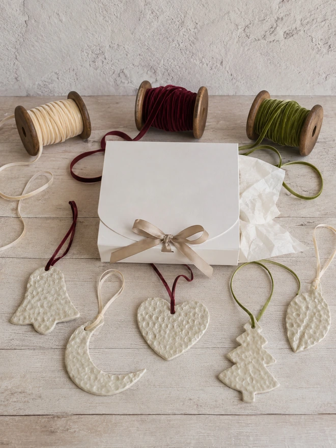 ceramic christmas decoration set, Jenny Hopps Pottery