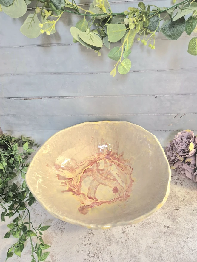 Large ceramic bowl, large serving bowl, statement bowl, Jenny Hopps Pottery, bowl gift, pink