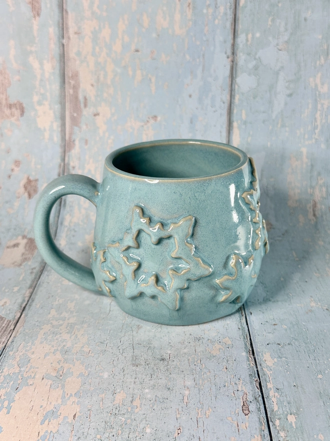 Festive Turquoise Snowflake Ceramic Mug
