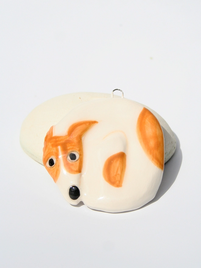 lurcher whippet greyhound longdog ceramic decoration dog cute handmade pottery dog ornament